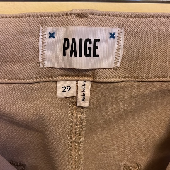Paige Mayslie Beige Twill Ribbon Side Cropped Jogger. Runs large. Small snag. - Picture 3 of 4